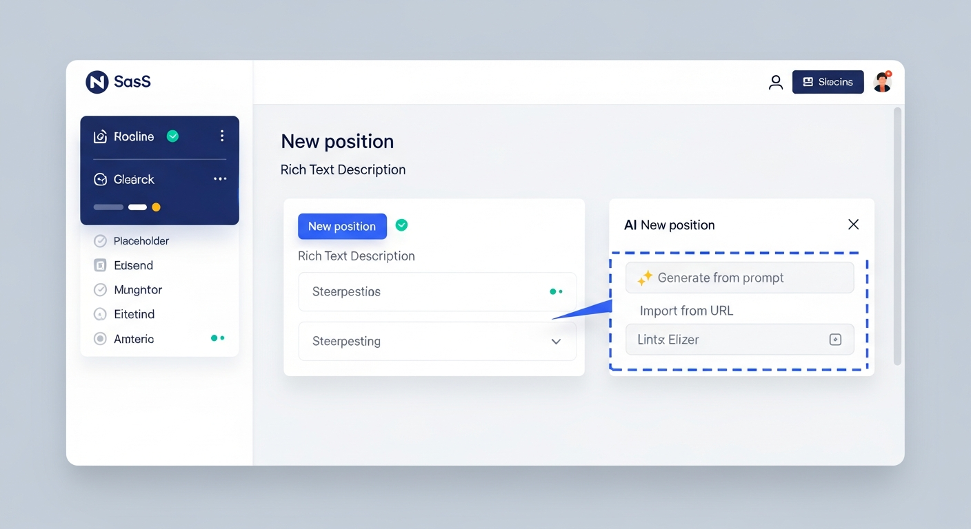 Write a job description from a one-line prompt, or import one from an existing posting URL.