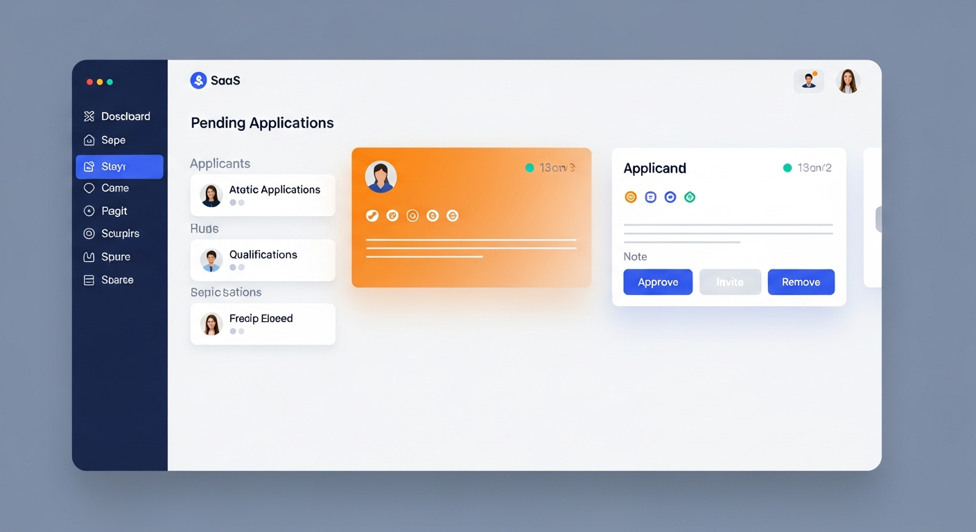 Self-registered applicants arrive as Pending. One click approves them into the active pool.