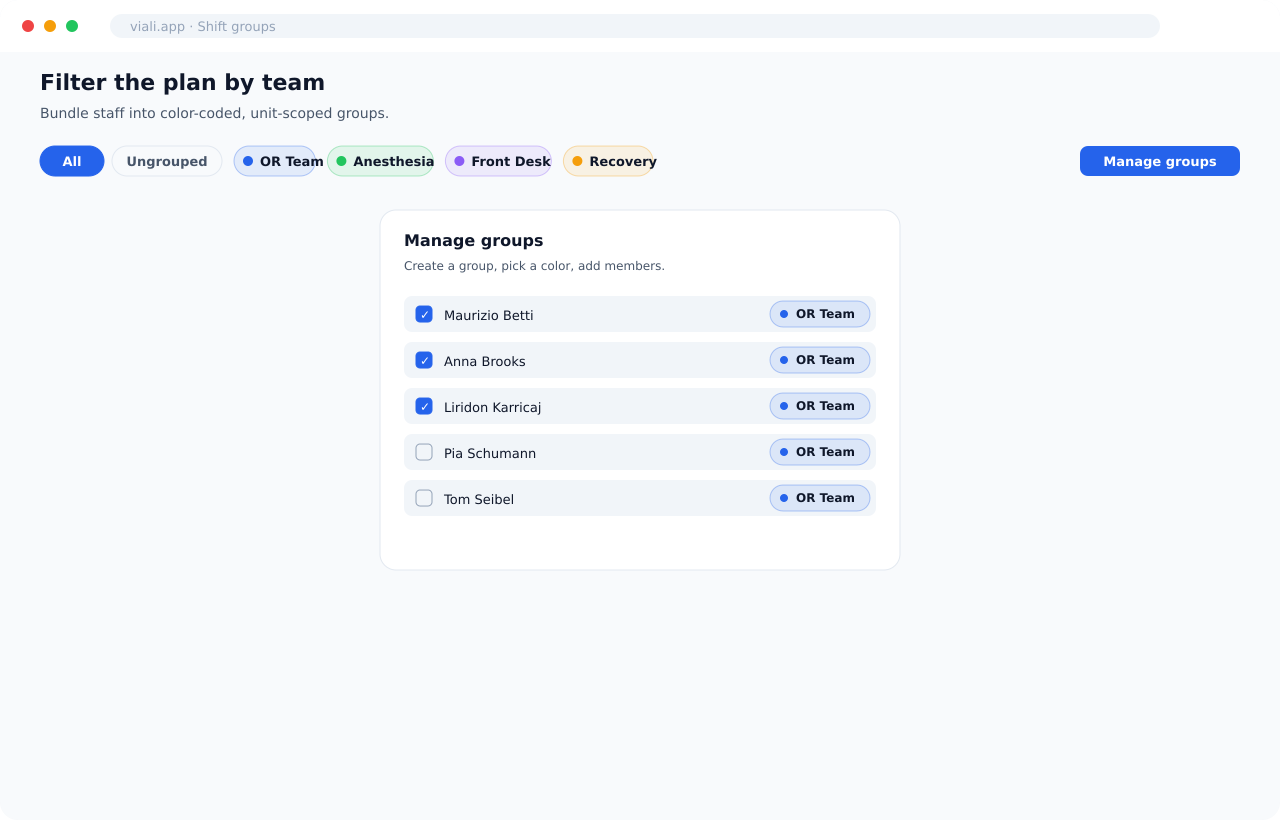 Filter the plan down to one team